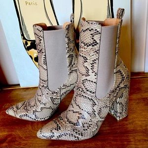 Snake-print booties